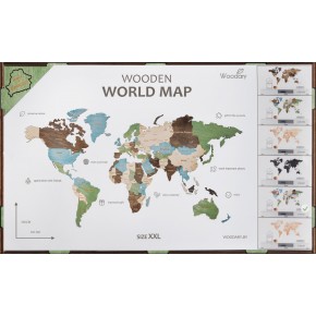 Деревянная карта мира одноуровневая. Цвет Multicolor. Размер XXL